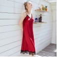 Pajamas silk sexy pajamas women summer long section simple suspenders night skirt home service CQ1178