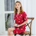 Yaoting small fresh silk shirt nightdress spring and summer comfortable nightdress nightwear home service SQ1153