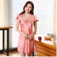 Yao Ting silk sexy nightdress ladies summer lace short-sleeved silk pajamas ladies summer home service