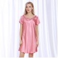 Yaoting classic silk pajamas ladies summer large size fat MM mid-length short-sleeved nightdress