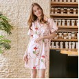 Yao Ting Basic Silk Sexy Ladies Nightdress Summer Silk Shirt Feminine Pajamas Home Service SQ796