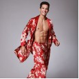 Yaoting explosion silk pajamas summer men's shorts nightgown home service two-piece suit TZ658 / WP893