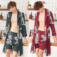 Pajamas silk pajamas summer men's shorts nightgown home service two-piece suit 1076 1077