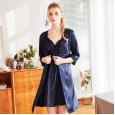 Yao Ting explosive silk nightgown ladies spring and summer suspenders in the sleeves outer gown silk home suit WP1119