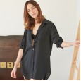 Spring and autumn sexy pajamas ladies summer modal nightdress XL boyfriend wind white shirt nightdress long sleeve RW