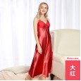 Simulation silk pajamas ladies summer long sexy silk strap nightdress female summer plus size home service batch YT