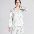New pajamas women spring and summer summer thin silk printing long-sleeved casual home service suits can be worn outside YT