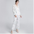 New pajamas women spring and summer summer thin silk printing long-sleeved casual home service suits can be worn outside YT