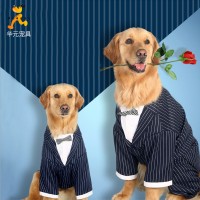 Pet Clothes Huayuan Big Dog Striped Bow Tie Suit Clothes Dog Clothes