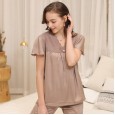 Pajamas female silk two-piece suit spring and summer summer pajamas ice silk ladies thin short-sleeved silk home service suit