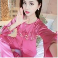 Spring and autumn winter ladies pajamas long-sleeved new simulation silk Korean girl ice silk home service suit summer XA