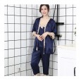 Spring and autumn summer ladies sexy simulation silk pajamas woman temptation sling three-piece home service suit CP