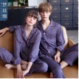 Spring and autumn winter simulation silk couple pajamas home service summer men and women long-sleeved trousers two-piece suit