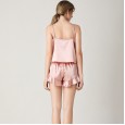 Summer and summer ladies simulation silk pajamas silk V-neck suspenders shorts two-piece pajamas home service suit DL