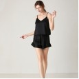 Summer and summer ladies simulation silk pajamas silk V-neck suspenders shorts two-piece pajamas home service suit DL