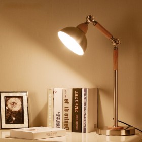 Nordic solid wood reading table lamp eye protection simple creative net red office study bedroom bedside iron table lamp