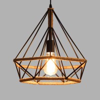 American country hemp rope industrial wind retro wrought iron chandelier diamond bird cage creative loft bar restaurant chandelier