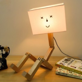 Bedroom table lamp modern minimalist solid wood fabric bedside warm Nordic personality wedding room creative warm light