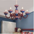 Children's room chandelier Captain America creative cartoon Mediterranean bedroom lamp Nordic eye protection boy and girl room lamp