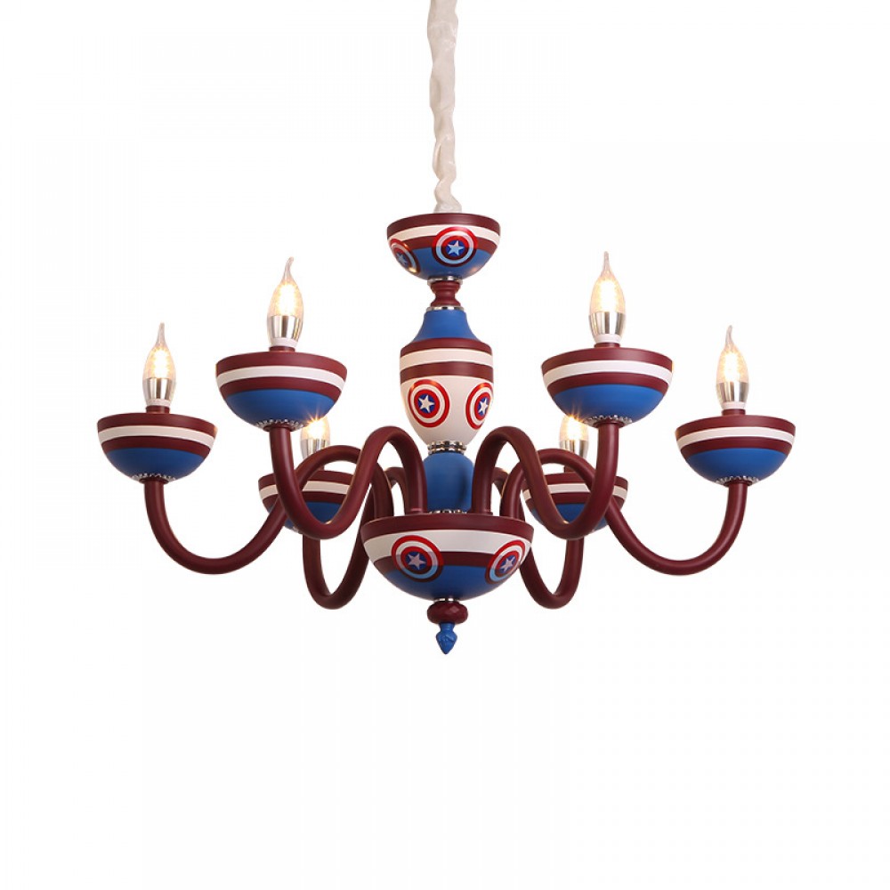 Children's room chandelier Captain America creative cartoon Mediterranean bedroom lamp Nordic eye protection boy and girl room lamp