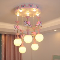 Children's room lamp carousel modern minimalist boy girl bedroom lamp baby room lamp led tricolor dimming