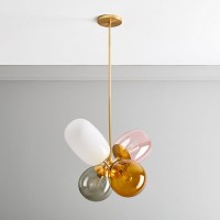 Nordic children's room chandelier simple modern creative restaurant bar stained glass girl princess bedroom lamps