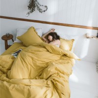 New Nordic Fengshui cotton four-piece set of pure cotton plain lotus leaf single bed tops