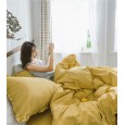 New Nordic Fengshui cotton four-piece set of pure cotton plain lotus leaf single bed tops