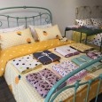 Little citrus, super sweet girl heart, yellow grid, cotton inlay, four-piece twill cotton, skin-friendly bedding