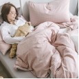 Fashionable Japanese Washed Cotton Simple Striped Lattice Cotton Bedding 1.5m1.8 Meter Bed Sheet Four-piece Set
