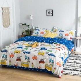 Age-reducing cartoon 13372 cotton printing four-piece double bed set quilt cover bed sheet