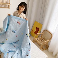 Cotton double-layer yarn organic cotton summer quilt cotton infant children summer cool quilt 1.2 1.5 meters