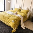 Washed cotton solid color four-piece suit cotton simple double four-piece bedding bed sheet quilt cover