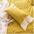 Washed cotton solid color four-piece suit cotton simple double four-piece bedding bed sheet quilt cover