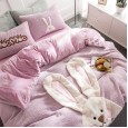 Autumn and winter thickened lamb cashmere craft patch embroidered animal cartoon folding ear rabbit sleepwalking bear four-piece flannel treasure