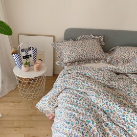 Deer Bambi pink lace cotton princess four-piece quilt cover sheets Korean girl heart bedding