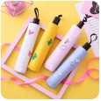 T64 girl heart umbrella folding small fresh literary sun umbrella