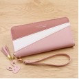 New ladies clutch bag wallet female long section Korean version contrast color stitching zipper tassel large capacity wallet mobile phone bag