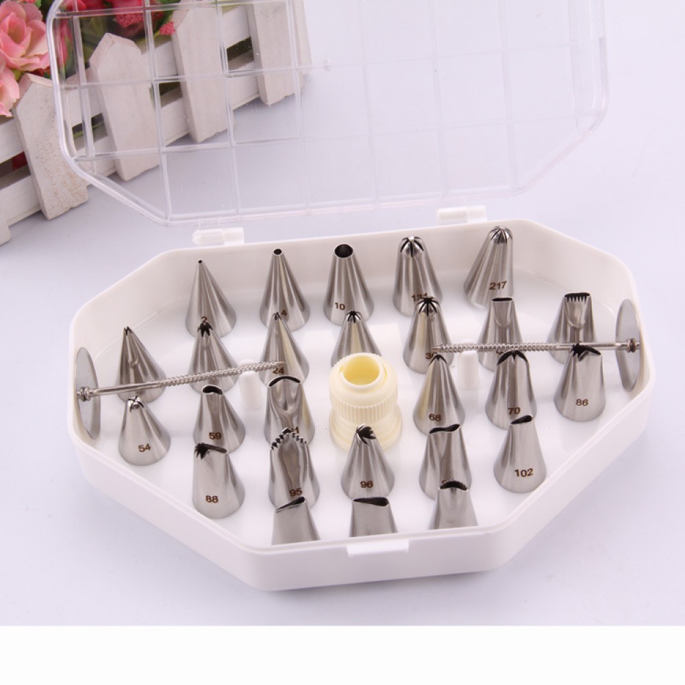Aimanwu High Quality Seamless 304 Stainless Steel Decorating Mouth Cake Decorating Mouth Cover 29 Pieces (Marking)