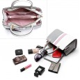 Women's bag spring and summer new fashion Korean cowhide simple platinum bag contrast color leather female bag handbag lady bag