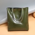 Summer new cowhide female bag fashion ladies bag simple tote bag large capacity fashion portable shopping bag