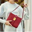 New leather handbag bag Korean fashion cowhide lock square bucket bag broadband shoulder bag handbag lady bag