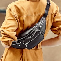 The new oblique cross-body chest bag female leather tide fashion oblique span king bag star model casual wild chest bag