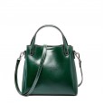 Spring and summer new version of retro oil wax cowhide bag classic wild bucket bag leather female bag