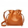 Leather handbags fashion new bucket bag first layer cowhide ladies shoulder strap drawstring buckle messenger handbag