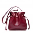 Leather handbags fashion new bucket bag first layer cowhide ladies shoulder strap drawstring buckle messenger handbag