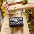 Genuine leather bag lock small square bag female new fashion diamond chain ladies shoulder messenger bag female bag