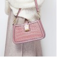 Spring and summer new female bag oil wax cowhide crocodile pattern handbag fashion fan simple ladies handbag