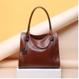 Spring and summer new fashion hot all-match simple first layer cowhide leather casual handbag shoulder bag female bag