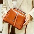 Cowhide small bag new tide crossbody bucket small bag explosion models retro oil wax leather female bag clutch bag